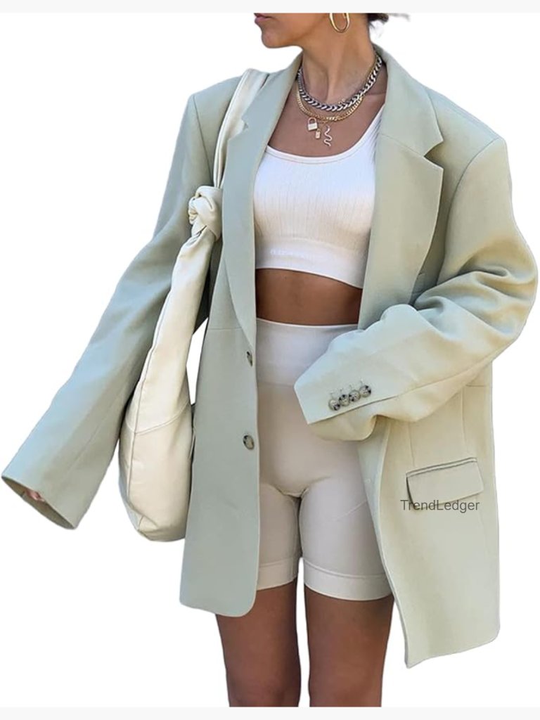 Women's Long Sleeve Lapel Blazer Open Front Solid Work Office Jacket
